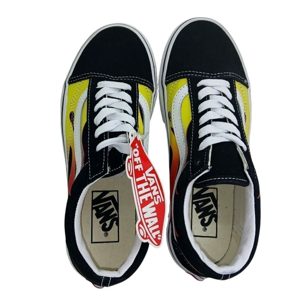 Vans Old Skool Boys New w/Tags Black with Flames Suede Sneakers - Size 4.5 - Picture 5 of 5